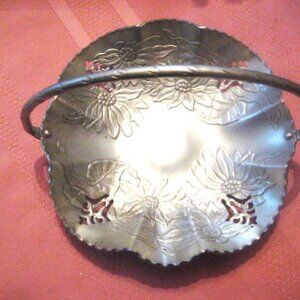 Farber Shelvin Aluminum Tray With Handle Hammered 7" MCM 1960s